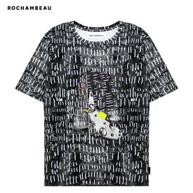 ROCHAMBEAU (ロシャンボー) CORE TEE (HATCH) [Tシャツ カットソー アート ロゴ メンズ レディース ユニセックス] [ブラック]