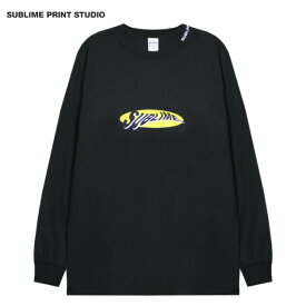 SUBLIME PRINT STUDIO (サブライム プリント ステューディオ) SUBLIME WARP LOGO LS T-SHIRT (BLACK) [ロングスリーブ Tシャツ ロンT ロゴ メンズ レディース ユニセックス] [ブラック]