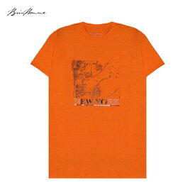 BRIU HOMME (ブリウ オム) WE GREW HERE YOU FLEW HERE T-SHIRT (ORANGE) [Tシャツ カットソー ロゴ メンズ レディース ユニセックス] [オレンジ]