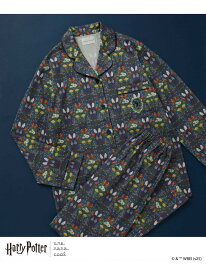 【ハリー・ポッターコラボ】【綿100%】開襟パジャマ une nana cool ウンナナクール インナー・ルームウェア パジャマ グリーン レッド ブルー イエロー グレー【送料無料】[Rakuten Fashion]