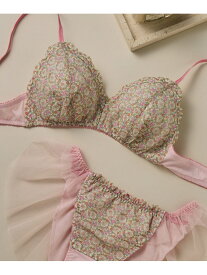 【ノンワイヤーブラ】MADE WITH LIBERTY FABRIC 【綿混】三角ノンワイヤーブラ une nana cool ウンナナクール インナー・ルームウェア ブラジャー グリーン レッド ピンク[Rakuten Fashion]