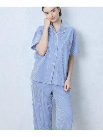【綿混】ロンドンストライプ半袖パジャマ MADE WITH LIBERTY FABRIC une nana cool ウンナナクール インナー・ルームウェア パジャマ ブルー グレー【送料無料】[Rakuten Fashion]
