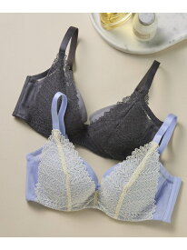 脇スッキリ♪ さあ,わたし レース une nana cool ウンナナクール インナー・ルームウェア ブラジャー ブルー[Rakuten Fashion]