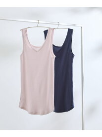 綿100% リブ編みコットン タンクトップ une nana cool ウンナナクール インナー・ルームウェア その他のインナー・ルームウェア ピンク ブラック ベージュ ネイビー[Rakuten Fashion]
