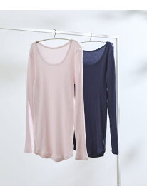 綿100% リブ編みコットン 長袖シャツ une nana cool ウンナナクール インナー・ルームウェア その他のインナー・ルームウェア ブラック ベージュ ネイビー ピンク[Rakuten Fashion]