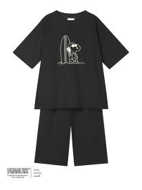 【綿混】やわらか天竺パジャマ PEANUTS * une nana cool une nana cool ウンナナクール インナー・ルームウェア パジャマ ブラック ホワイト【送料無料】[Rakuten Fashion]