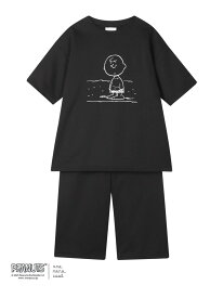 【綿100%】度詰コーマシルケットミニ裏毛パジャマ PEANUTS * une nana cool une nana cool ウンナナクール インナー・ルームウェア パジャマ ブラック ネイビー【送料無料】[Rakuten Fashion]