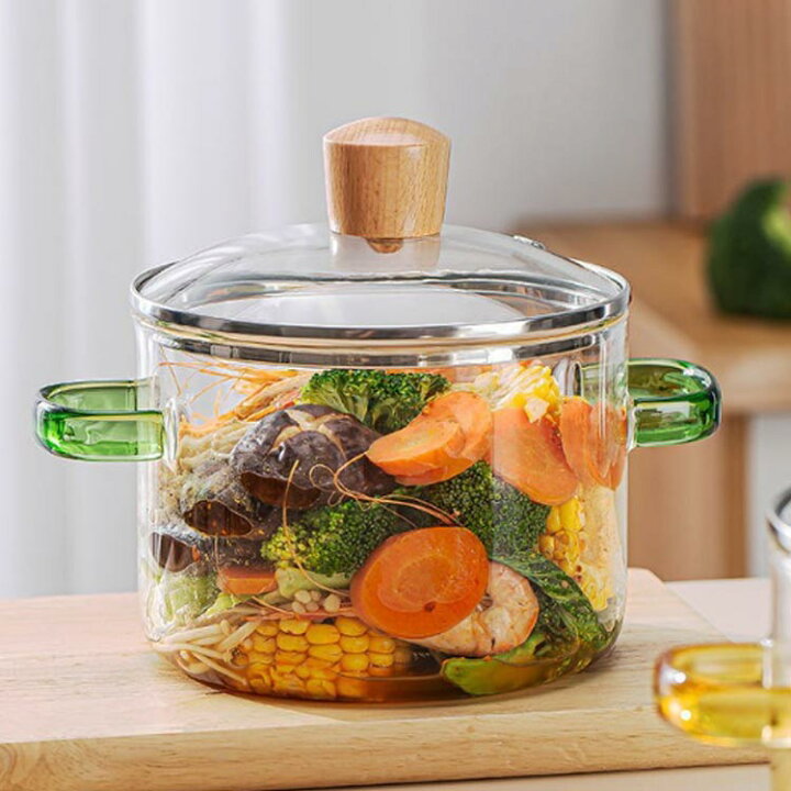 楽天市場】 ガラス鍋 両手鍋 家庭用 ガラス調理器具 耐熱ガラス 透明  