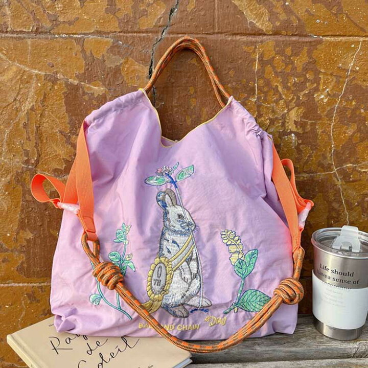 楽天市場】買い物 刺繍 花柄 トートバッグ A4 肩掛け 動物 手提げ 