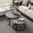 【2個セット】UNHO ネストテーブル 丸 大理石 ローテーブル グレー リビングテーブル おしゃれ かわいい ラウンドテー…