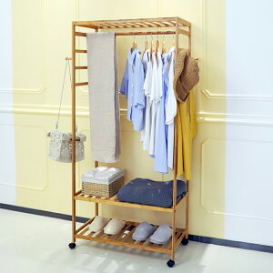 UNHO ハンガーラック キャスター付き 収納 棚付き 幅80cm コート掛け 木製 玄関 洋服掛け おしゃれ 子供 大容量 賃貸 シングル クローゼット 服掛けるラック 頑丈