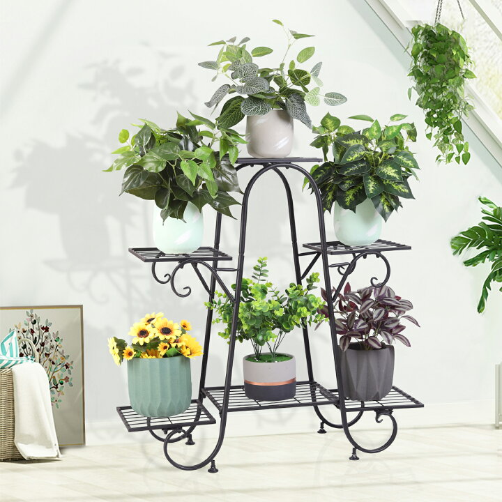 楽天市場 フラワースタンド アイアン 3段 プランタースタンド 鉢植え スタンド 園芸ラック フラワーラック 花台 植物棚 盆栽棚 ガーデンラック 屋外 室内 花棚 植物スタンド 玄関 おしゃれ ブラック Xjj469 V1 Unho Space