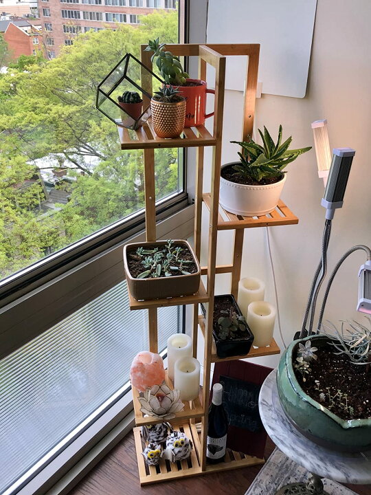楽天市場 フラワースタンド 花台 おしゃれ ガーデニング 棚 竹製 植木鉢 スタンド 鉢植え 観葉植物 盆栽 プランタースタンド ベランダ 玄関 室内 屋外 ガーデンラック スリム シンプル 四角 北欧 6段 ナチュラル Xjj197 L Unho Space