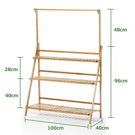 フラワースタンド 3段 幅70cm 幅100cm 天然竹製 ハンギング 吊り下げ ラック オープンラック シェルフ 折りたたみ 屋外 花台 ガーデンラック タカショー / フォールドラック フラワーラック 園芸ラック