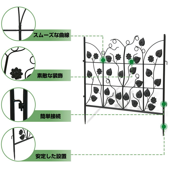楽天市場】【5枚セット】bingopaw アイアンフェンス ガーデンフェンス 