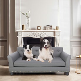 bingopaw 犬用ソファベッド 脚付き ペットベッド 中型犬 小型犬 大型犬用ベッド ペット用ソファーベッド 寝床 通年 丈夫 おしゃれ 防水 オールシーズン 冬 夏 かわいい 大きい 高反発 頑丈 多頭飼い グレー