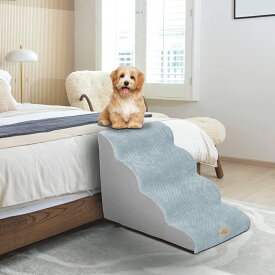 bingopaw 犬用ステップ スロープ ドッグステップ 小型犬 中型犬 4段 3段 高さ50cm 高さ40cm 幅広 ソファ階段 洗える シニア 滑り止め グレー クッション 緩やか