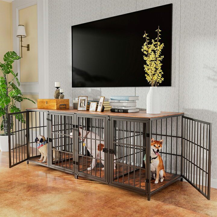 楽天市場】bingopaw 犬用ケージ 屋根付き 木製 多頭飼い 犬小屋 仕切り 