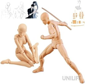 【送料無料】デッサン人形 男女セット 関節可動 スタンド付き ポーズ変更可能 筋肉体型 スケッチ イラスト インテリア