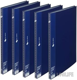 【送料無料】クリアファイル B4 縦型 20ポケット ネイビー 5冊セット 書類整理 収納 エンボスポケット ビジネス オフィス 大容量