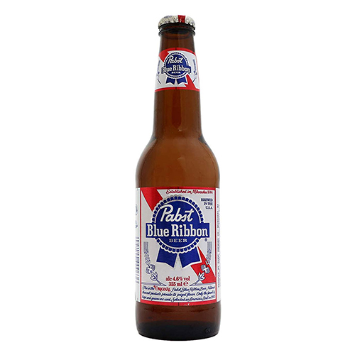 180年アメリカ国内でトップクラスの販売数をキープ パブストブルーリボン Pabst Blue 最新最全の Ribbon ビン 51%OFF ビール アメリカ 355ml 5.0% 瓶 ラガータイプ