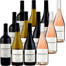 お買い得【送料無料】カリフォルニアワイン飲み比べ12本セット ブレッド & バター各種3本「カベルネ・ソーヴィニョン（赤ワイン750ml）」「シャルドネ（白ワイン750ml）」「ロゼ（ロゼワイン750ml）」「ピノ・ノワール（赤ワイン750ml）」アメリカワイン