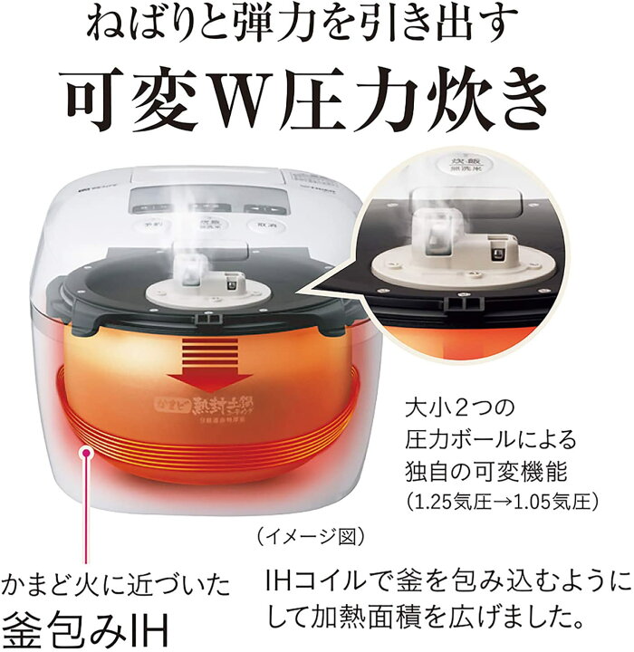 炊飯器ごはん 5.5合 タイガー圧力IH JPC-G100WA エアリーホワイト 