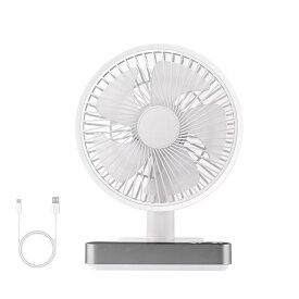 卓上扇風機 小型 USB扇風機 テーブル用【5000mAh大容量バッテリー内蔵】 USBファン 20dB静音 USB-C充電式 コードレス 超強風 風量4段階調節 リズム風付き