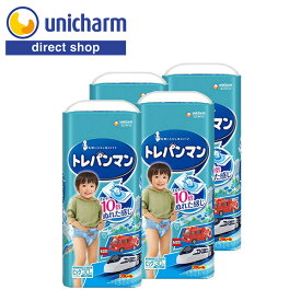 【トレパンマン トイレトレーニング用オムツ ブルー ビッグサイズ 30枚×4袋】12kg〜22kg 2回分吸収 まるめるテープ おしっこ実感シート トレーニング用オムツ ユニ・チャーム公式ショップ まるめるテープ 後処理簡単 デザイン1袋8種類 おなじえさがし わくわくおえかき