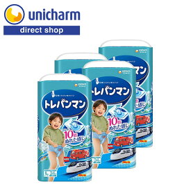 【トレパンマン トイレトレーニング用オムツ ブルー Lサイズ 34枚×4袋】9kg〜14kg 2回分吸収 まるめるテープ おしっこ実感シート トレーニング用オムツ ユニ・チャーム公式ショップ トミカ・プラレールデザイン まるめるテープ お知らせサイン デザイン1袋8種類 えさがし