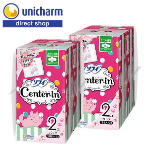 ユニ・チャーム センターイン ふわふわ ふつうの日用 羽つき 21cm (18枚入×2コ)×2セット【公式ショップ】生理用ナプキン センターインb3n かわいい猫デザイン やさしい肌ざわり やわらかラ