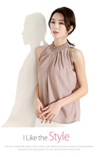 肩出しタンクトップシフォントップスブラウス