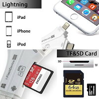 4in1SDカードリーダーiPhone&Lightning/USBTYPE-C/USB2.0&USB-A/Micro-USB内蔵メモリースティックカードリーダーOTG機能高速データ転送