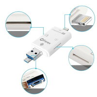 IOS11対応(ホワイト)カードリーダーiOS・Android対応SD/TFカードリーダーiPhone/iPad/Android/コンピューター用トレイルカメラ用SDカードリーダー