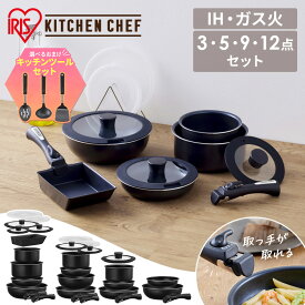 フライパン 鍋 セット 3点 5点 9点 12点 取っ手が取れる ih ガス ガス火専用 20cm 26cm 24cm 18cm マルチハンドル エッグパン 蓋 シリコン 炒め鍋 おしゃれ ダイヤモンドコート アイリスオーヤマ NTF-SEI NTF-SEG