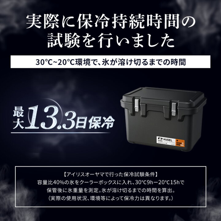 クーラーボックス 保冷 大型 大容量 40L 保冷力 最大 13.3日 ハード 真空断熱 アウトドア レジャー キャンプ 釣り スポーツ ペットボトル  バーベキュー 座れる 保冷剤 アイリスオーヤマ HUGEL VITC-40 HHK-L HHC-L * | ゆにでのこづち