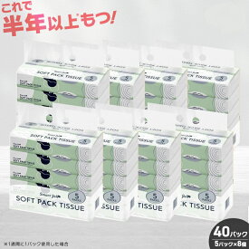 ≪P10倍★4日20時〜13日10時≫ティッシュ ソフトパック ケース 業務用 大容量 150組×5箱 40個 (5P×8) 50個 (5P×10) ティッシュペーパー 箱買い ボックスティッシュ まとめ買い 備蓄　防災 紙製品 日用品 一人暮らし 新生活
