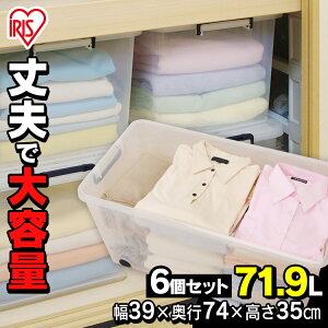 収納ボックス プラスチック 押入れ 衣装ケース 【6個セット】タフキャリー TFC-390 ネイビー/クリア 収納 衣類収納 押入れ 日用品 生活用品 アイリスオーヤマ キャンプ用品