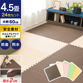 [最大400円OFFクーポン]【24枚】ジョイントマット 大判 厚さ2cm PEJTM-602 ジョイントマット 60×60cm 4.5畳 防音 防音対策 防水 サイドパーツ付き 赤ちゃん ジョイント マット フロアマットキッズマット プレイマット 床暖房対応