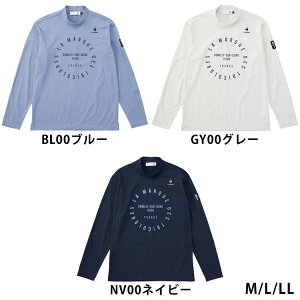 【在庫限り】長袖シャツ(ニット) M L LL ブルー グレー ネイビー QGMUJB08ゴルフ シャツ メンズ 長袖シャツ ウェア ソロテックス糸 モックネック GOLF 秋シーズン ルコック