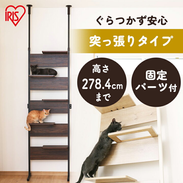 楽天市場】キャットタワー 突っ張り 木製 スリム おしゃれ 2本 