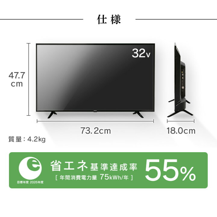 テレビ 32型 アイリスオーヤマ 液晶 テレビ 32インチ Wチューナー 裏 