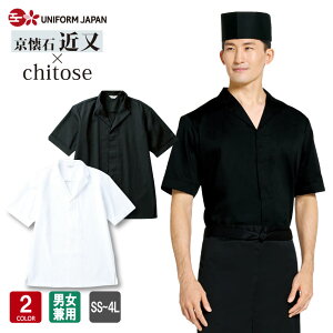 白衣 DN-6854 半袖 和食 男性用 女性用 兼用 メンズ レディース ユニフォーム 調理 食品 厨房 衿付 調理白衣 割烹着 厨房服 DN6854 arbe チトセ×近又