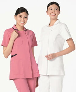 ナース ジャケット 980-10 チュニック 半袖 制菌 制電 吸汗 防汚 看護 介護 ナースウェア 白衣 医療 KAZEN MEDICAL