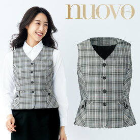 nuovo ベスト レディース 春 夏 生地薄 ホームクリーニング FV36084-9 FOLK 事務服 大きいサイズ チェック 黒 オフィス 女性 事務 仕事着 受付 医療事務 事務員 企業 通勤 オフィスウェア ビジネス OL 制服