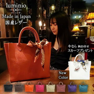 luminio ルミニーオ バッグ レザー 本革 【返品不可商品】 ハンドバッグ レディース スカーフ スクエア シンプル おしゃれ 大人可愛い カラバリ 日本製 dg-33 宅配のみ