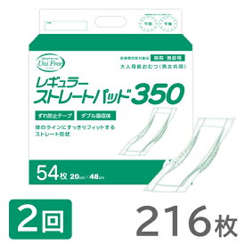 【在庫限り終売】尿取りパッド レギュラーストレートタイプ 2回分 216枚 20枚入 4袋 男性用 女性用 全部 350cc 大人用 ユニフリー unifree