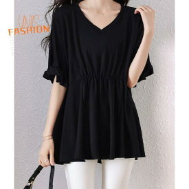 レディース 半袖 Tシャツ カットソー トップス 大きいサイズ ゆったり 体型カバー 着痩せ おしゃれ かわいい きれいめ 上品 大人女子 オフィスカジュアル 通勤 デート お出かけ 夏 涼しい 薄手 体型カバー 二の腕カバー 楽ちん カジュアル