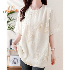 レディース Tシャツ カットソー 半袖 トップス 刺繍 刺繡 ゆったり 体型カバー 着痩せ おしゃれ かわいい きれいめ 上品 大人女子 オフィスカジュアル 通勤 デート お出かけ 夏 涼しい 薄手 体型カバー 二の腕カバー 楽ちん カジュアル