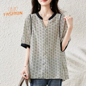 レディース ブラウス シャツ 半袖 トップス Vネック チェック柄 大きいサイズ ゆったり 体型カバー 着痩せ おしゃれ かわいい きれいめ 上品 大人女子 オフィスカジュアル 通勤 デート お出かけ 夏 涼しい 薄手 体型カバー 二の腕カバー 楽ちん